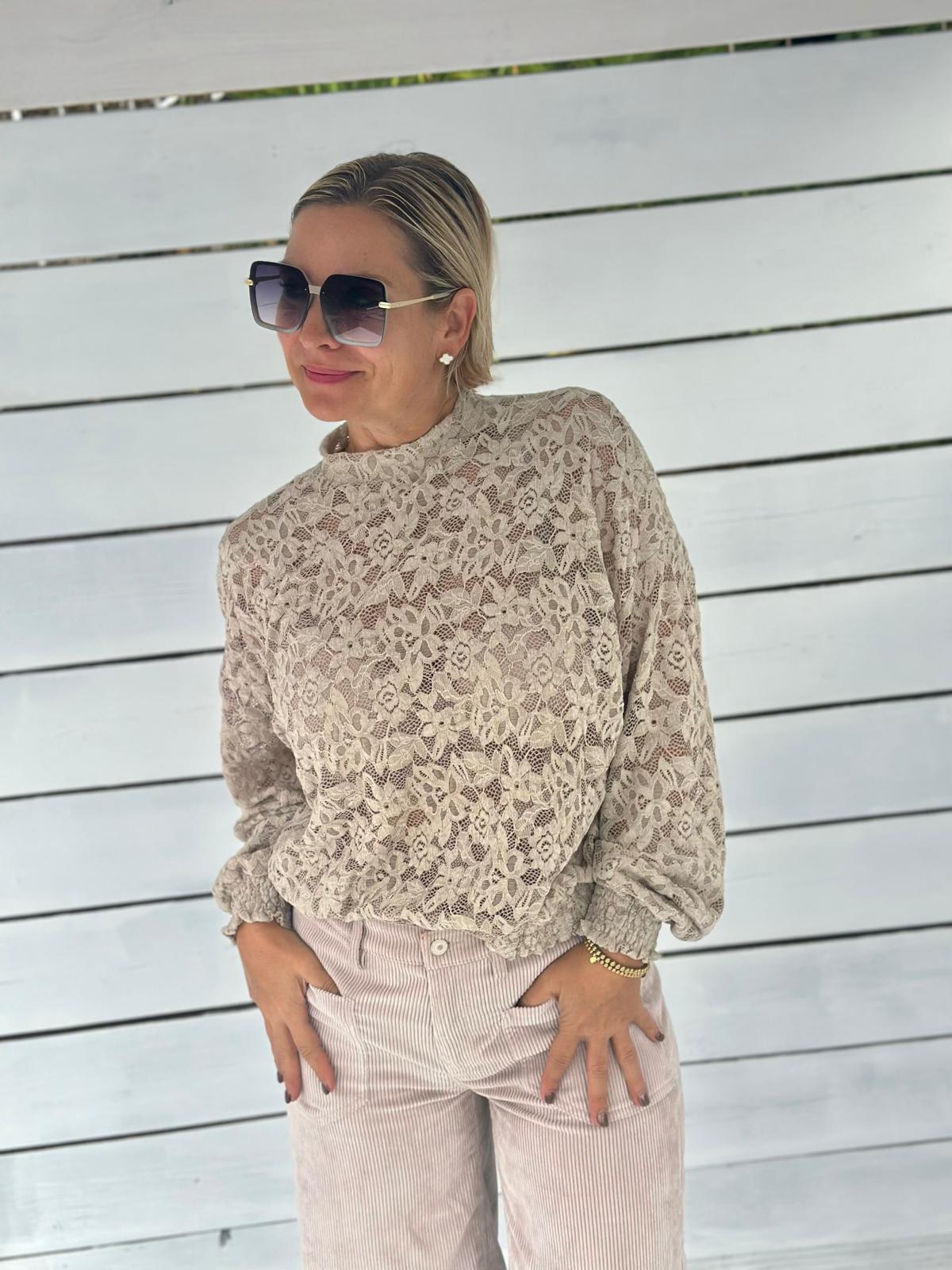 Spitzenbluse „Romantic Lace“ – Creme