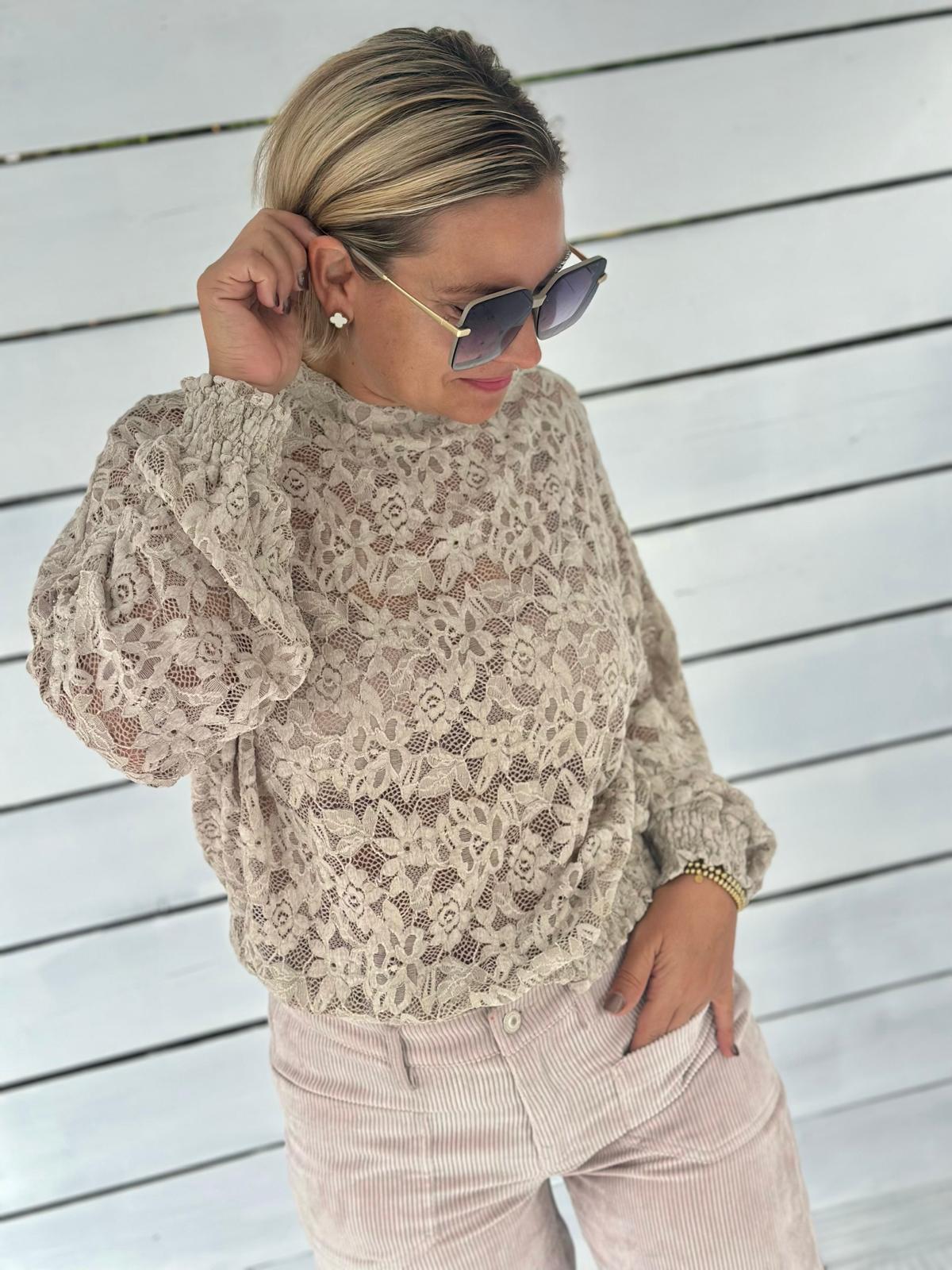 Spitzenbluse „Romantic Lace“ – Creme