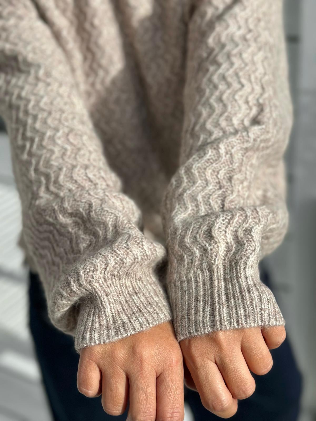 LEVETEE Strickpullover mit Wellenmuster & Stehkragen