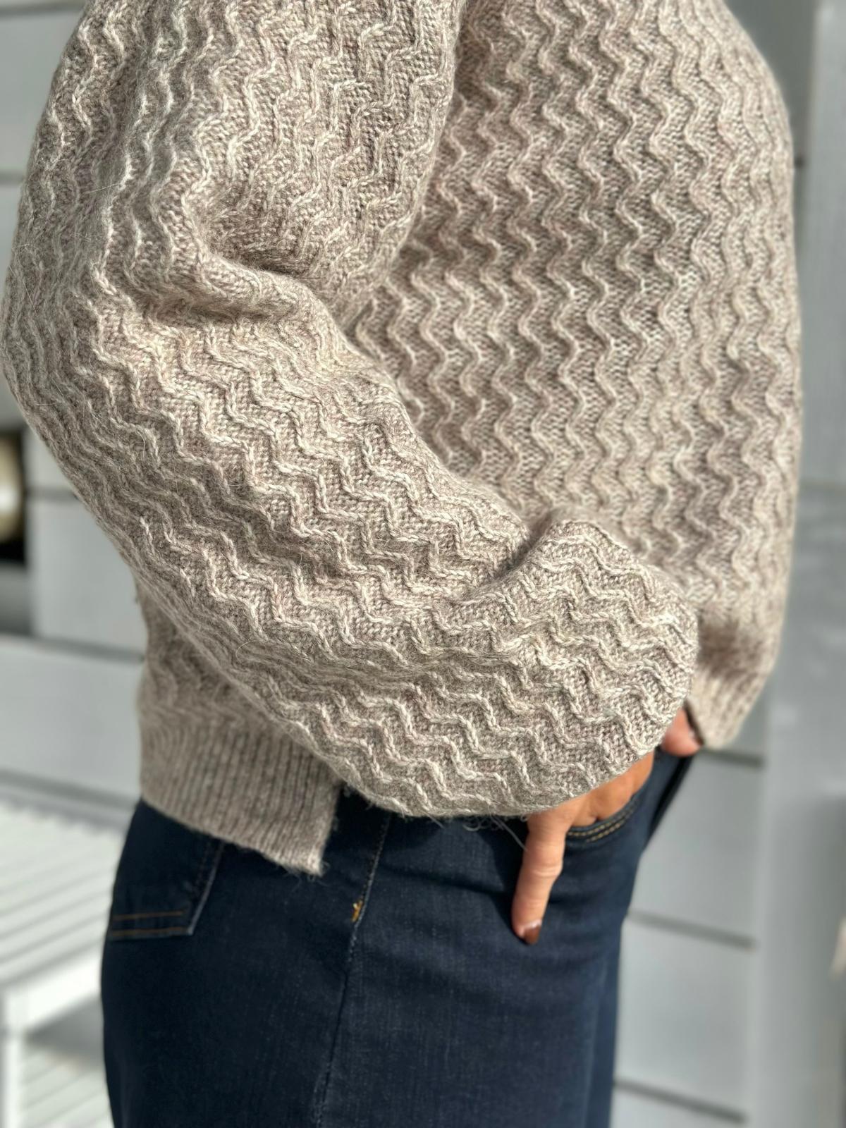 LEVETEE Strickpullover mit Wellenmuster & Stehkragen