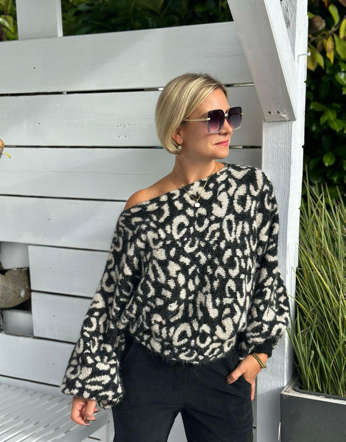 Leo Love Oversize Strickpullover mit Fledermausärmeln
