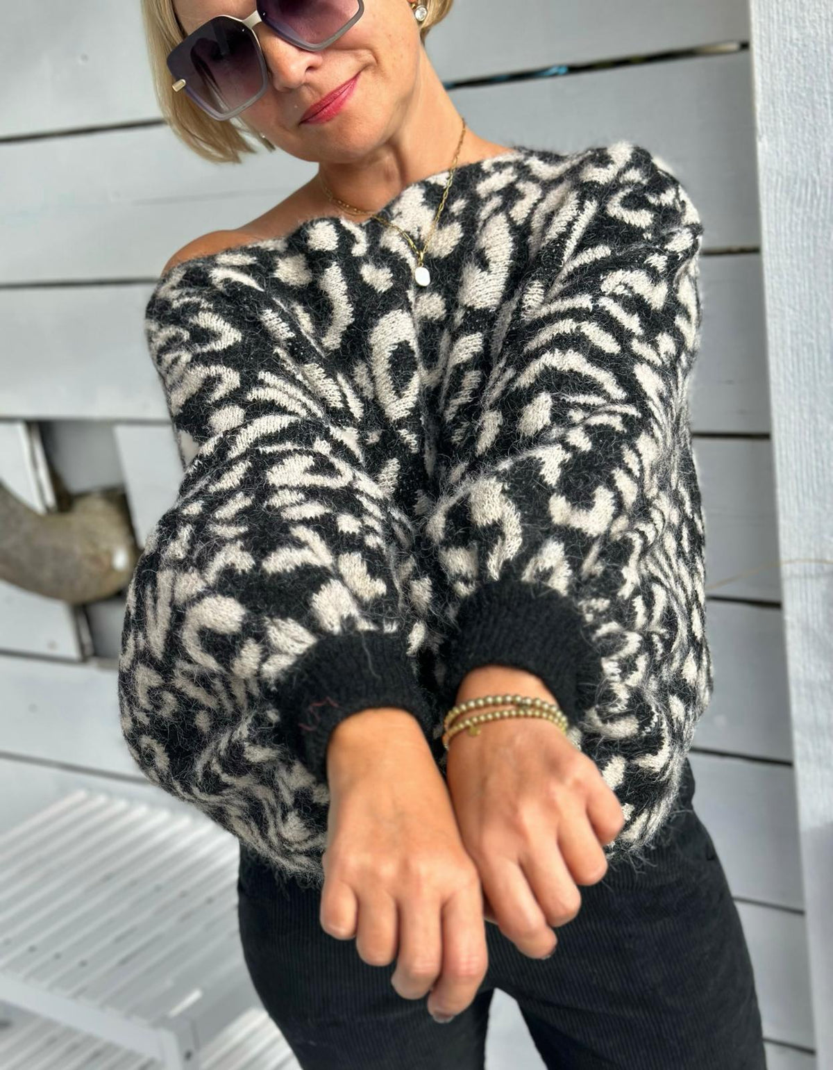 Leo Love Oversize Strickpullover mit Fledermausärmeln