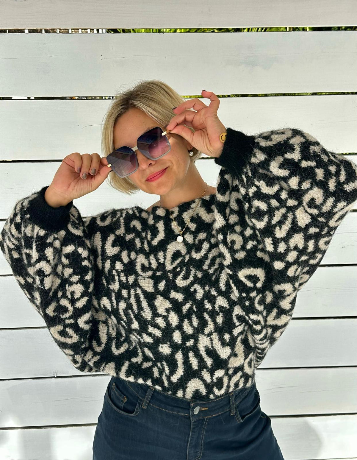 Leo Love Oversize Strickpullover mit Fledermausärmeln
