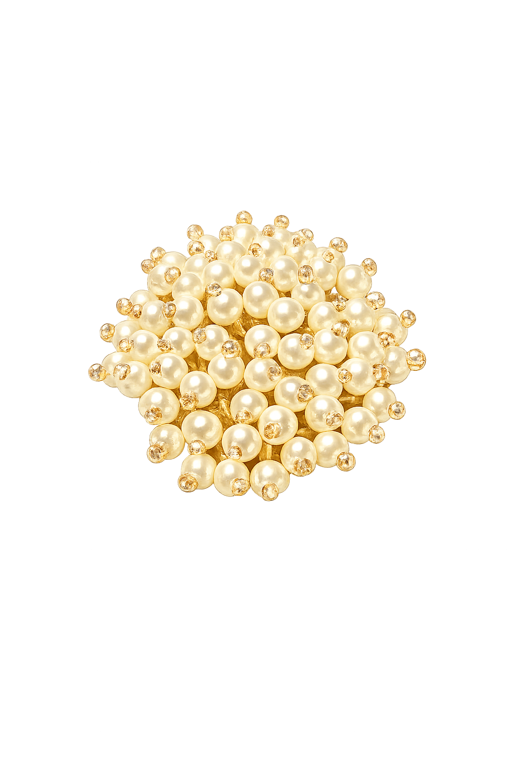 Goldene Perlenbrosche mit Kristallakzenten