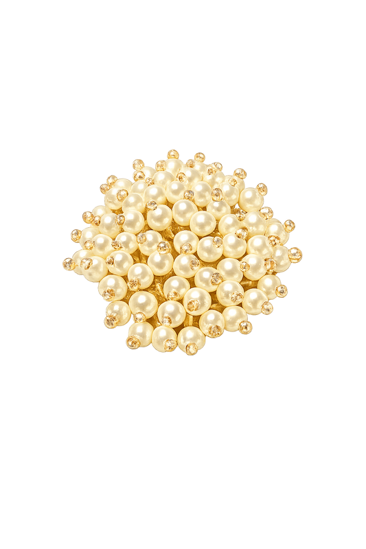 Goldene Perlenbrosche mit Kristallakzenten