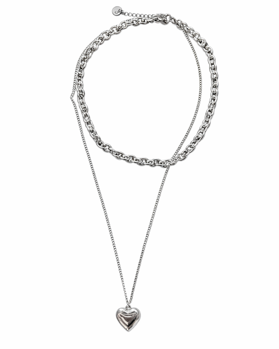 Layering Kette Silber mit Herz-Anhänger
