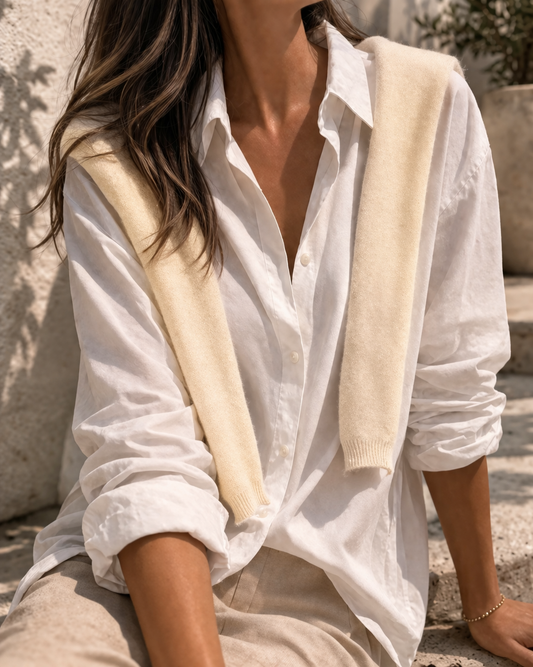 Shoulder Chic – Feinstrick Sand Beige