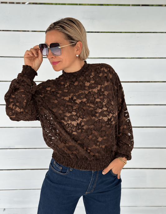 Spitzenbluse „Romantic Lace“ – Marrone