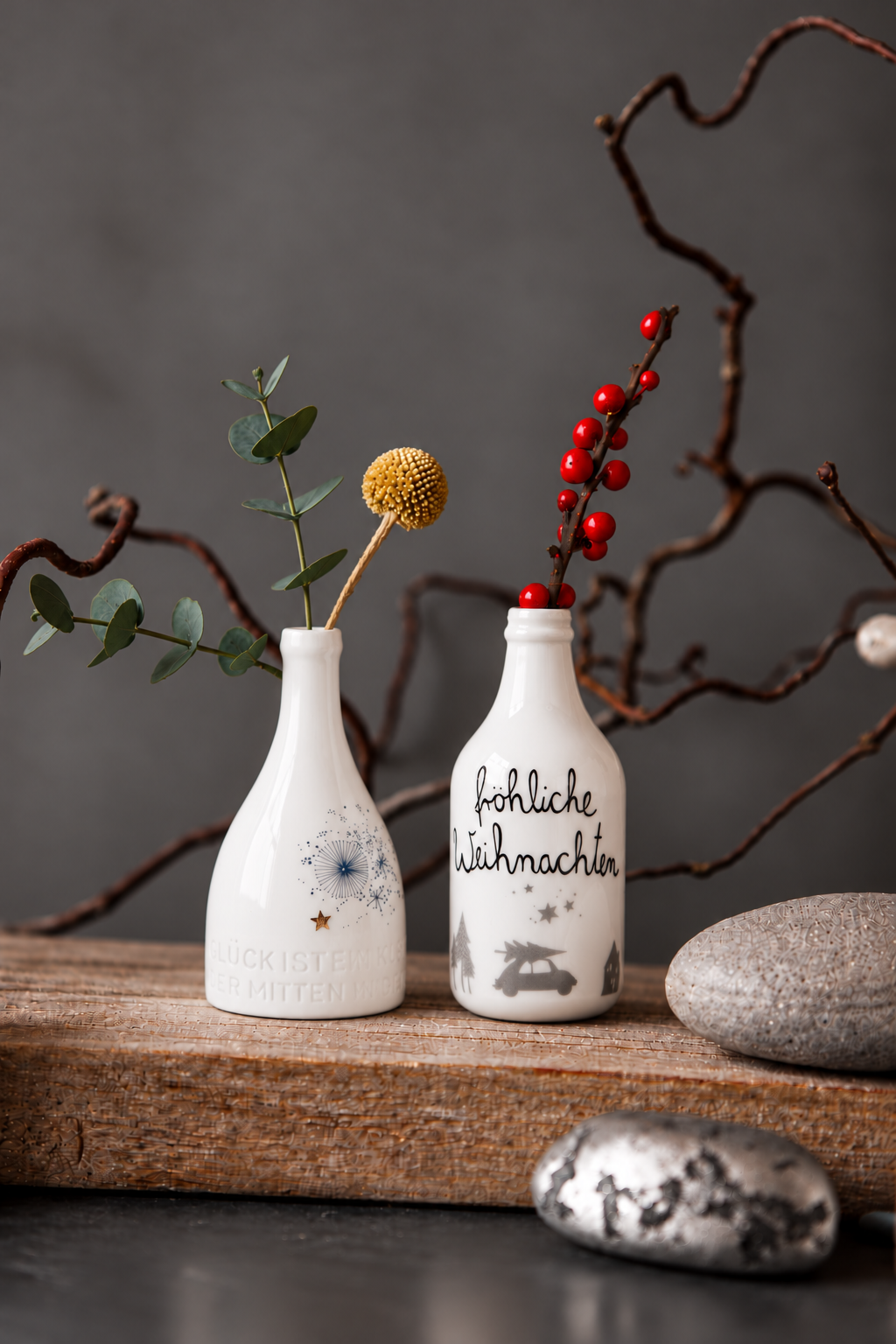 Mini Winter Flaschenvase - Glück Stern