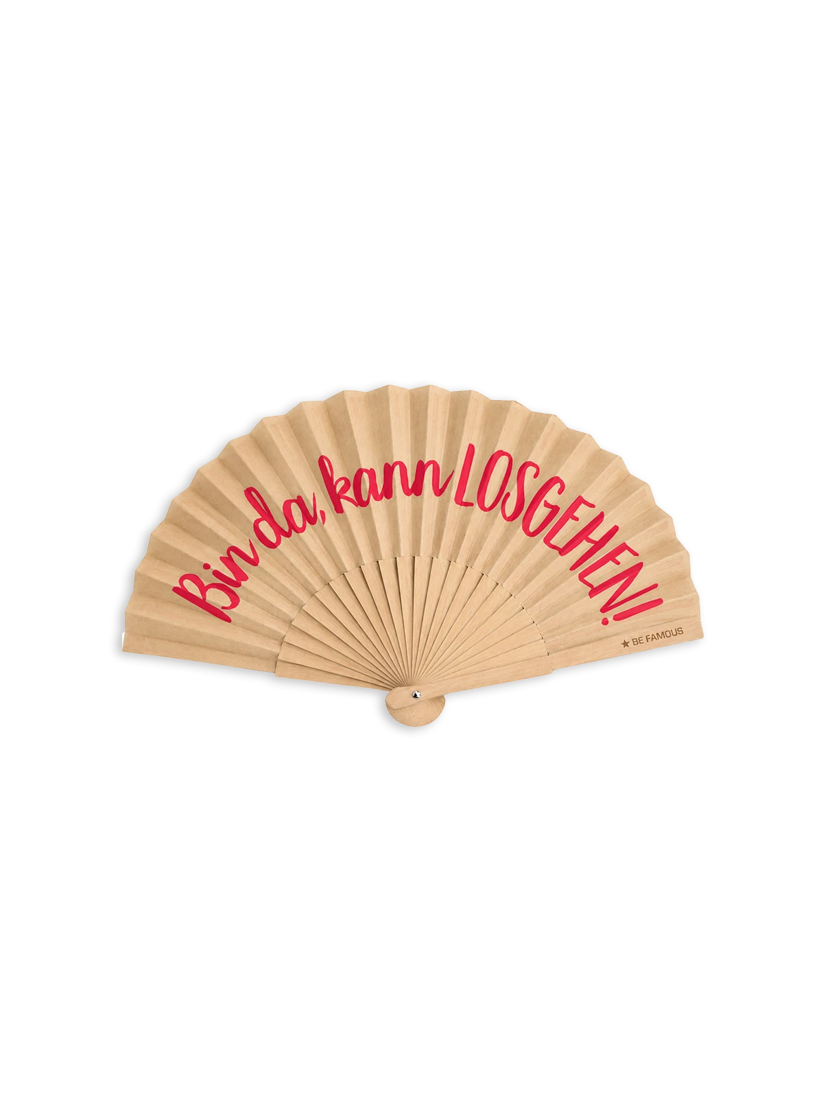 Be Famous Handfächer inclusive Handykette BIN DA KANN LOSGEHEN
