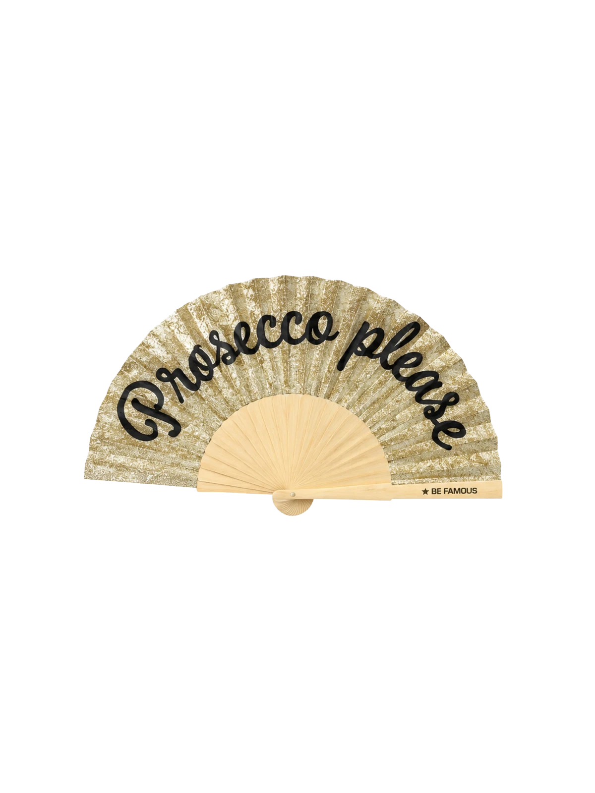 Be Famous Handfächer inclusive Handykette PROSECCO PLEASE GOLD-GLITTER