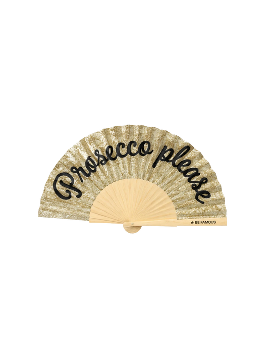 Be Famous Handfächer inclusive Handykette PROSECCO PLEASE GOLD-GLITTER
