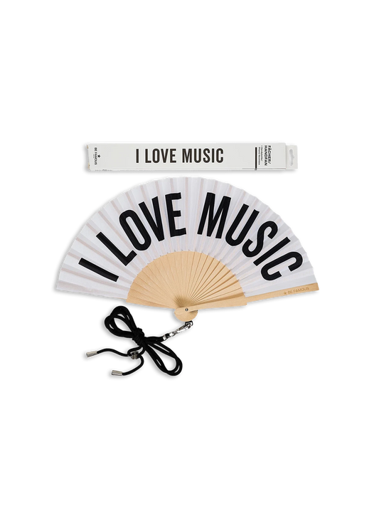 Be Famous Handfächer inclusive Handykette I LOVE MUSIC