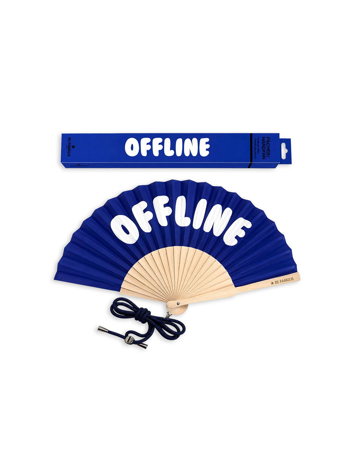 Be Famous Handfächer inclusive Handykette "OFFLINE"