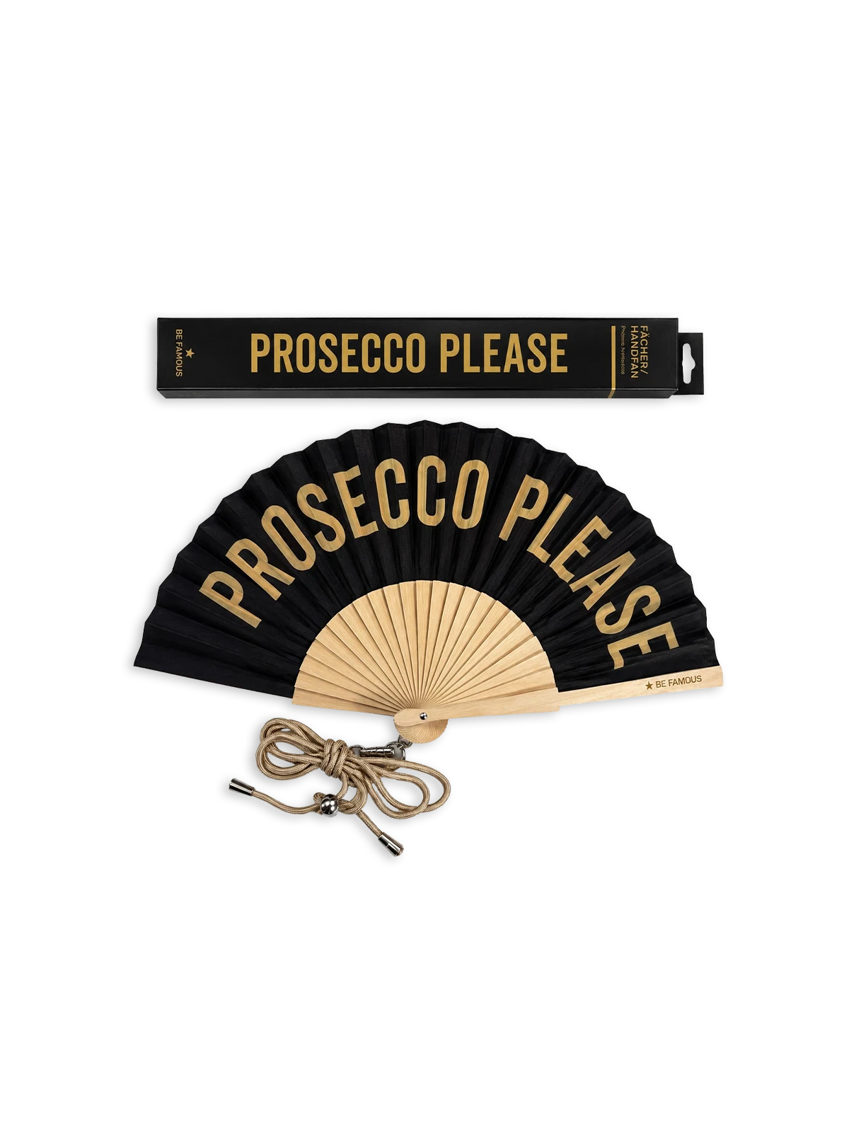 Be Famous Handfächer inclusive Handykette "PROSECCO PLEASE"