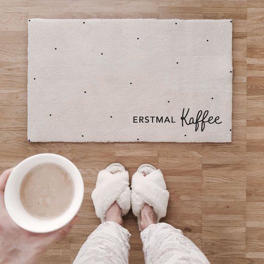 Eulenschnitt - Waschbare Fußmatte Erstmal Kaffee