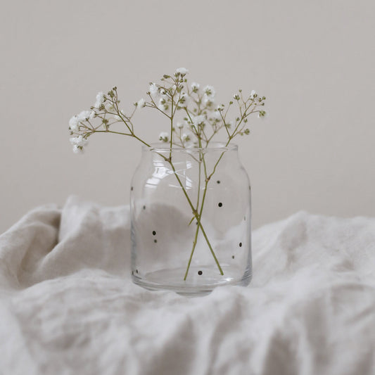 Eulenschnitt -   Vase aus Glas klein Punkte